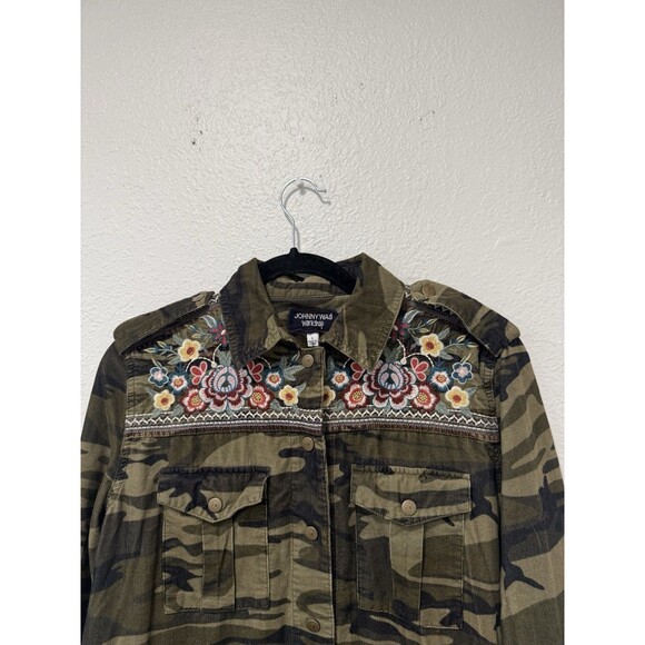 Johnny Was Workshop Shacket Womens Raquel Floral Drawstring Camo Jacket Sz S - Picture 3 of 6